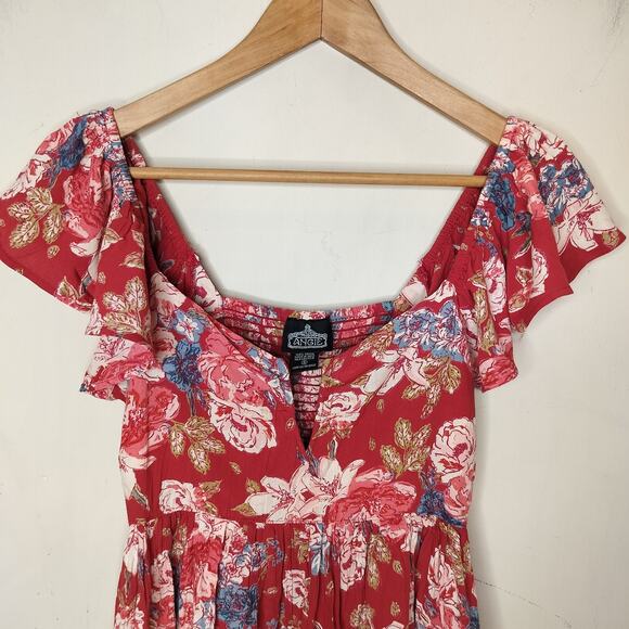 Angie Floral Flutter Sleeve Top Peplum Smocked - Picture 2 of 11